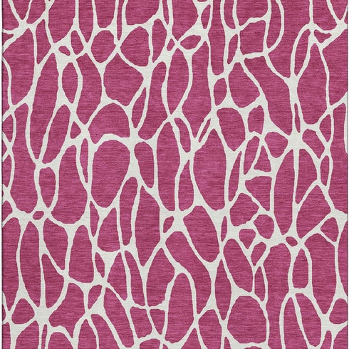 8' X 10' Blush And Ivory Geometric Washable Area Rug With UV Protection