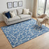 5' X 8' Blue And Ivory Geometric Washable Area Rug With UV Protection