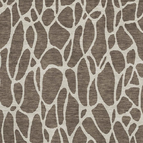5' X 8' Brown And Beige Geometric Washable Area Rug With UV Protection