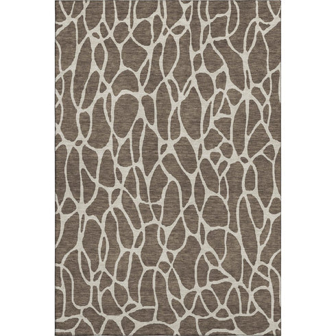 8' X 10' Brown And Beige Geometric Washable Area Rug With UV Protection