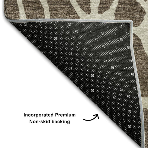 8' X 10' Brown And Beige Geometric Washable Area Rug With UV Protection