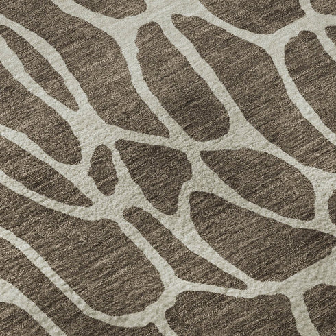 8' X 10' Brown And Beige Geometric Washable Area Rug With UV Protection