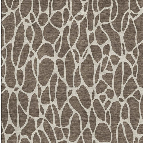 8' X 10' Brown And Beige Geometric Washable Area Rug With UV Protection
