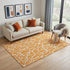 5' X 8' Orange And Ivory Geometric Washable Area Rug With UV Protection