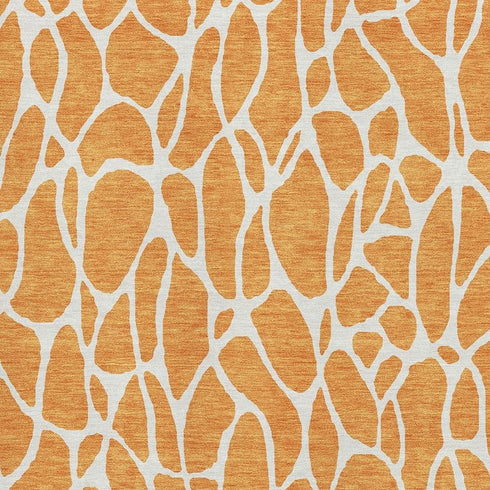 5' X 8' Orange And Ivory Geometric Washable Area Rug With UV Protection