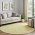 8' Yellow And Ivory Geometric Washable Round Rug With UV Protection