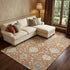 9' X 12' Copper Gray And Ivory Damask Washable Area Rug With UV Protection