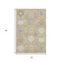 5' X 8' Gold Gray And Ivory Damask Washable Area Rug With UV Protection