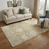 5' X 8' Gold Gray And Ivory Damask Washable Area Rug With UV Protection