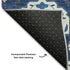 8' Navy Blue Ivory And Charcoal Damask Washable Round Rug With UV Protection