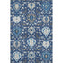 9' X 12' Navy Blue Ivory And Charcoal Damask Washable Area Rug With UV Protection