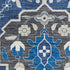 9' X 12' Navy Blue Ivory And Charcoal Damask Washable Area Rug With UV Protection
