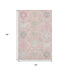 5' X 8' Pink Gray And Ivory Damask Washable Area Rug With UV Protection
