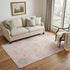 5' X 8' Pink Gray And Ivory Damask Washable Area Rug With UV Protection