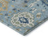 8' Sky Blue Gold And Gray Damask Washable Round Rug With UV Protection