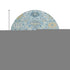 8' Sky Blue Gold And Gray Damask Washable Round Rug With UV Protection