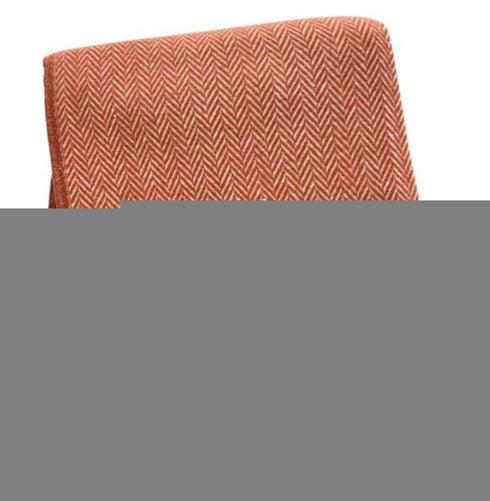55" X 70" Terra Cotta And White Herringbone Cotton Blend S Initial Throw Blanket with Tassels And Embroidery