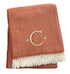 55" X 70" Terra Cotta And White Herringbone Cotton Blend S Initial Throw Blanket with Tassels And Embroidery
