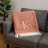 55" X 70" Terra Cotta And White Herringbone Cotton Blend S Initial Throw Blanket with Tassels And Embroidery