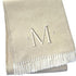55" X 70" Linen And White Herringbone Cotton Blend S Initial Throw Blanket with Tassels And Embroidery