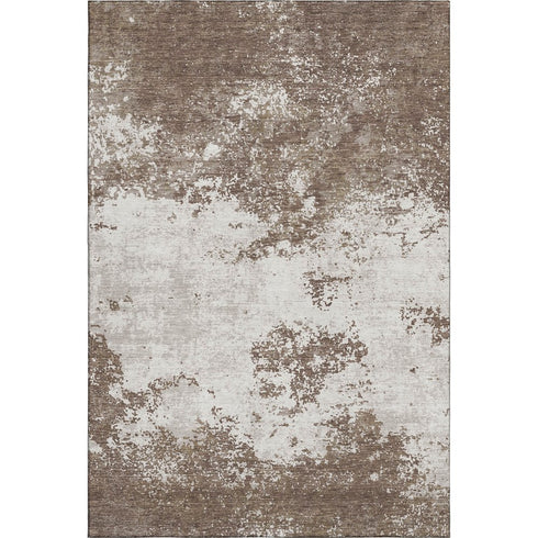 9' X 12' Brown And Beige Abstract Washable Area Rug With UV Protection