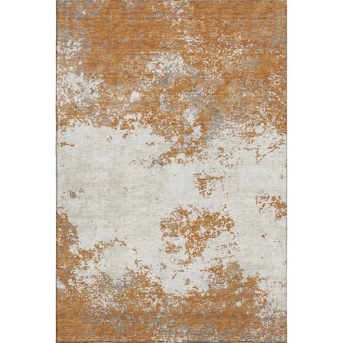 5' X 8' Copper And Beige Abstract Washable Area Rug With UV Protection