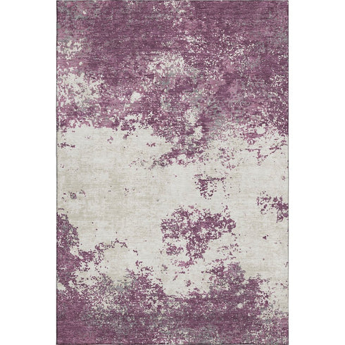 5' X 8' Eggplant And Ivory Abstract Washable Area Rug With UV Protection