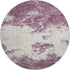 8' Eggplant And Ivory Abstract Washable Round Rug With UV Protection