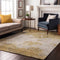 8' X 10' Gold And Beige Abstract Washable Area Rug With UV Protection