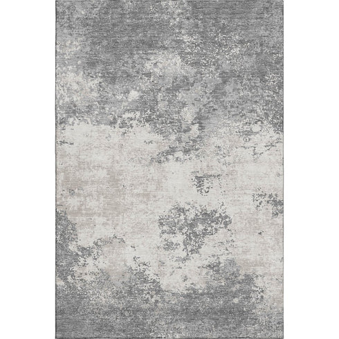 8' X 10' Gray And Silver Abstract Washable Area Rug With UV Protection