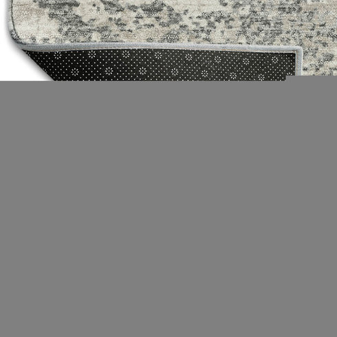 8' X 10' Gray And Silver Abstract Washable Area Rug With UV Protection