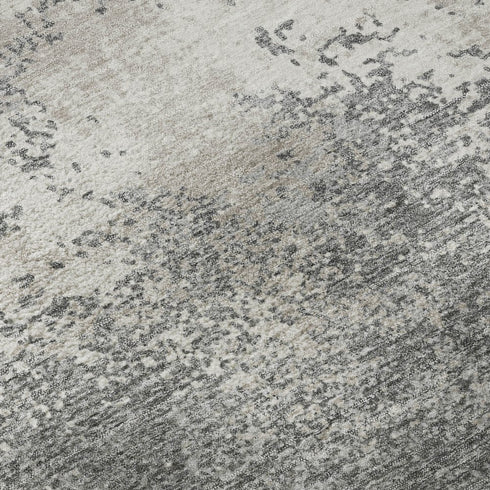 8' X 10' Gray And Silver Abstract Washable Area Rug With UV Protection