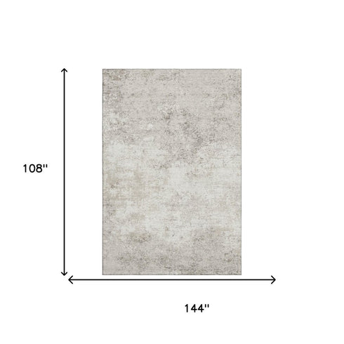 9' X 12' Ivory And Beige Abstract Washable Area Rug With UV Protection