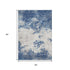 5' X 8' Navy Blue And Ivory Abstract Washable Area Rug With UV Protection