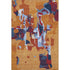 8' X 10' Copper Blue And Orange Abstract Washable Area Rug With UV Protection