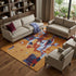 8' X 10' Copper Blue And Orange Abstract Washable Area Rug With UV Protection