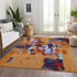 8' X 10' Copper Blue And Orange Abstract Washable Area Rug With UV Protection