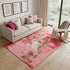 5' X 8' Coral Pink And Ivory Abstract Washable Area Rug With UV Protection