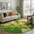 8' Green Copper And Orange Abstract Washable Round Rug With UV Protection