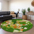 8' Green Copper And Orange Abstract Washable Round Rug With UV Protection