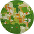 8' Green Copper And Orange Abstract Washable Round Rug With UV Protection