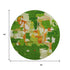 8' Green Copper And Orange Abstract Washable Round Rug With UV Protection