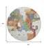 8' Ivory Orange Blue And Green Abstract Washable Round Rug With UV Protection