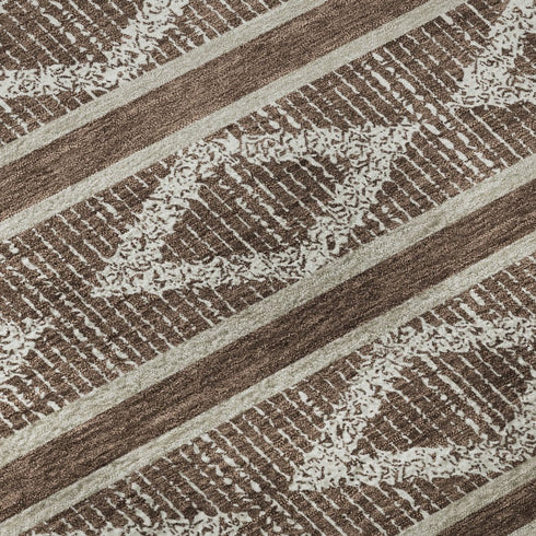 5' X 8' Brown And Beige Geometric Washable Area Rug With UV Protection