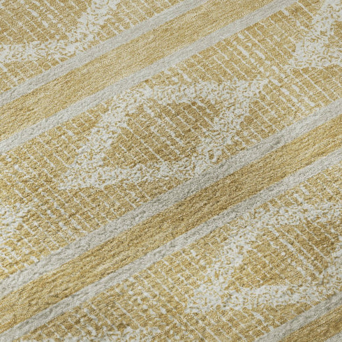 8' X 10' Gold And Beige Geometric Washable Area Rug With UV Protection