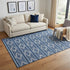 5' X 8' Navy Blue And Ivory Geometric Washable Area Rug With UV Protection