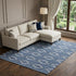 9' X 12' Navy Blue And Ivory Geometric Washable Area Rug With UV Protection