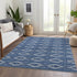 9' X 12' Navy Blue And Ivory Geometric Washable Area Rug With UV Protection
