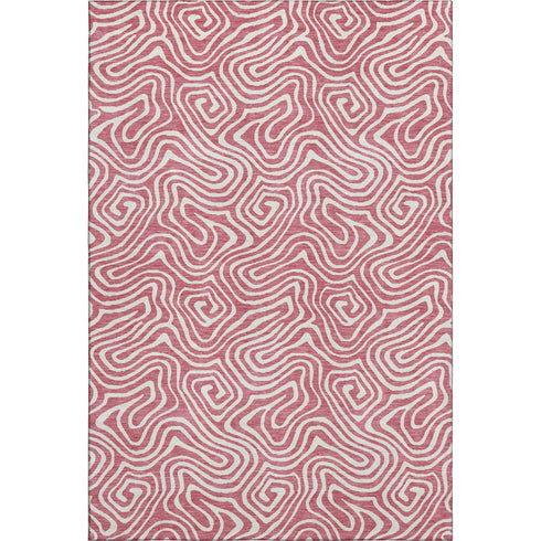 5' X 8' Blush And Ivory Abstract Washable Area Rug With UV Protection