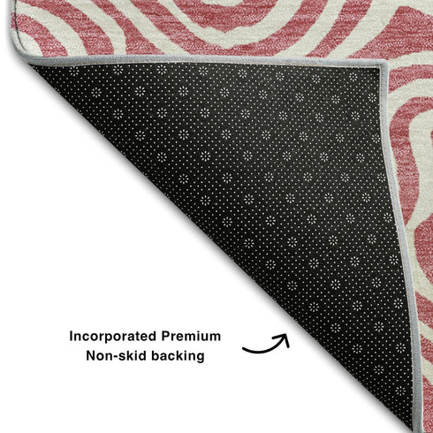 5' X 8' Blush And Ivory Abstract Washable Area Rug With UV Protection